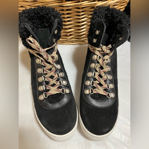 Sam Edelman Luther Sneaker boots, black suede, shearling Sz 8.5 - Picture 3 of 11